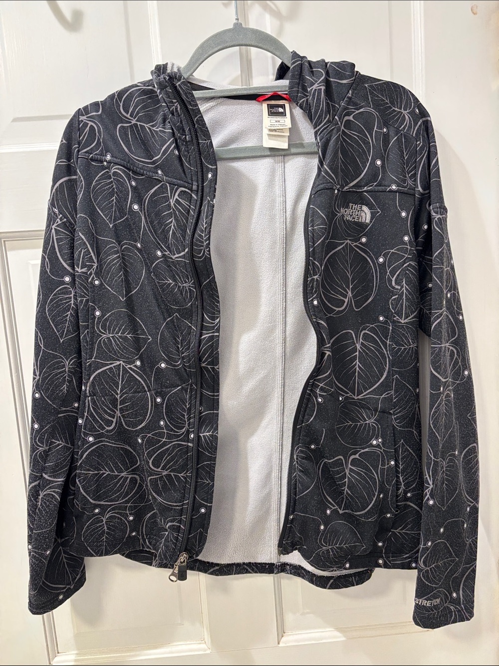The North Face Black Leaf-Print Hooded Zip Jacket